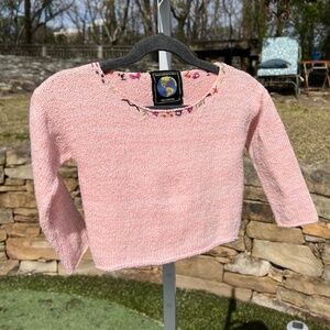 Planet Earth 12-18 Months Hand Loomed Pink Cotton Sweater